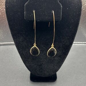 Elegant Gold and Black Teardrop Earrings